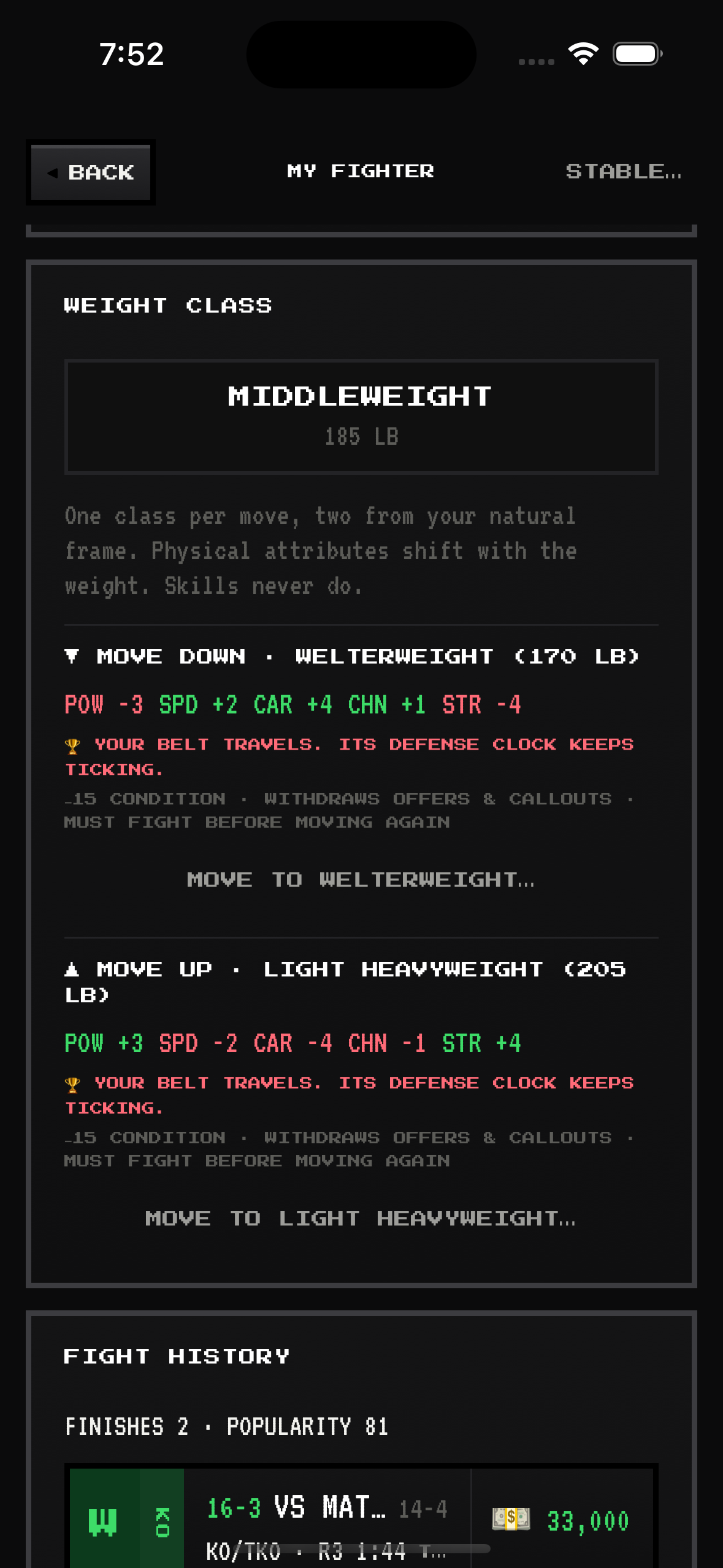 Weight-class moves come to the WFL — screenshot 2