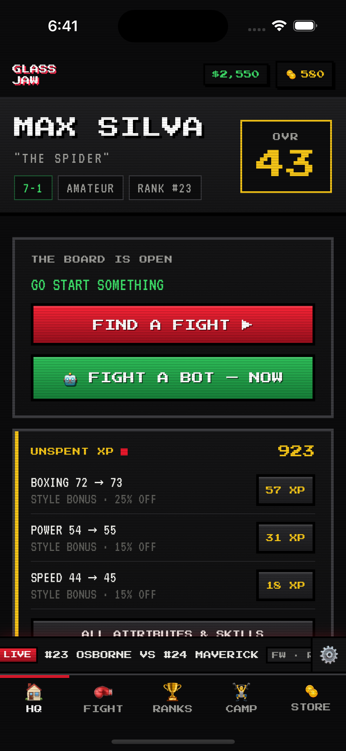 The Ticker: every live fight on a wire above the tabs — screenshot 3