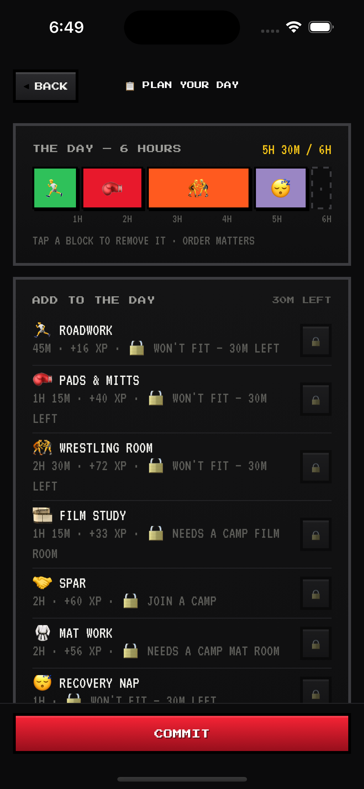 PLAN YOUR DAY: stack a training day and let it run — screenshot 1