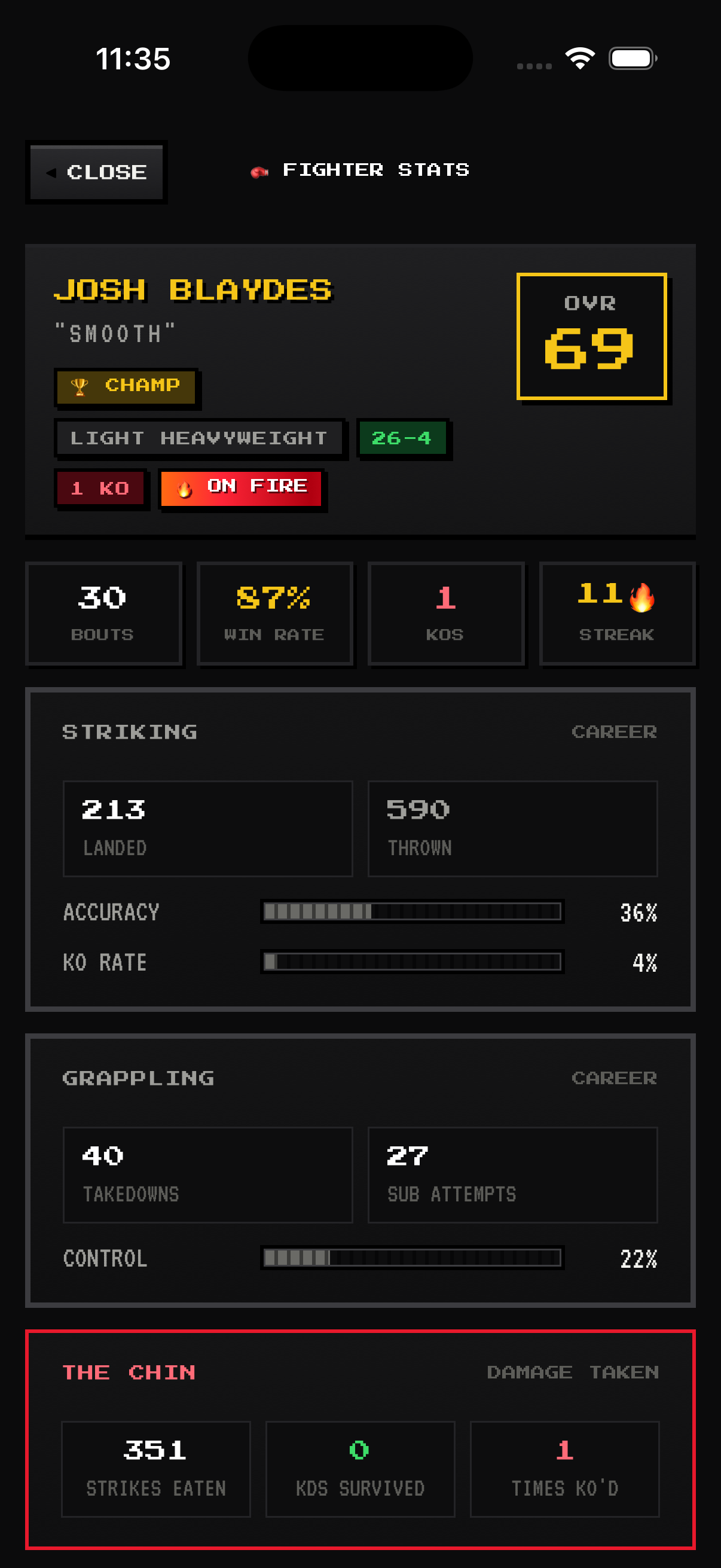 The new fighter stats screen is live — plus Milestones — screenshot 1