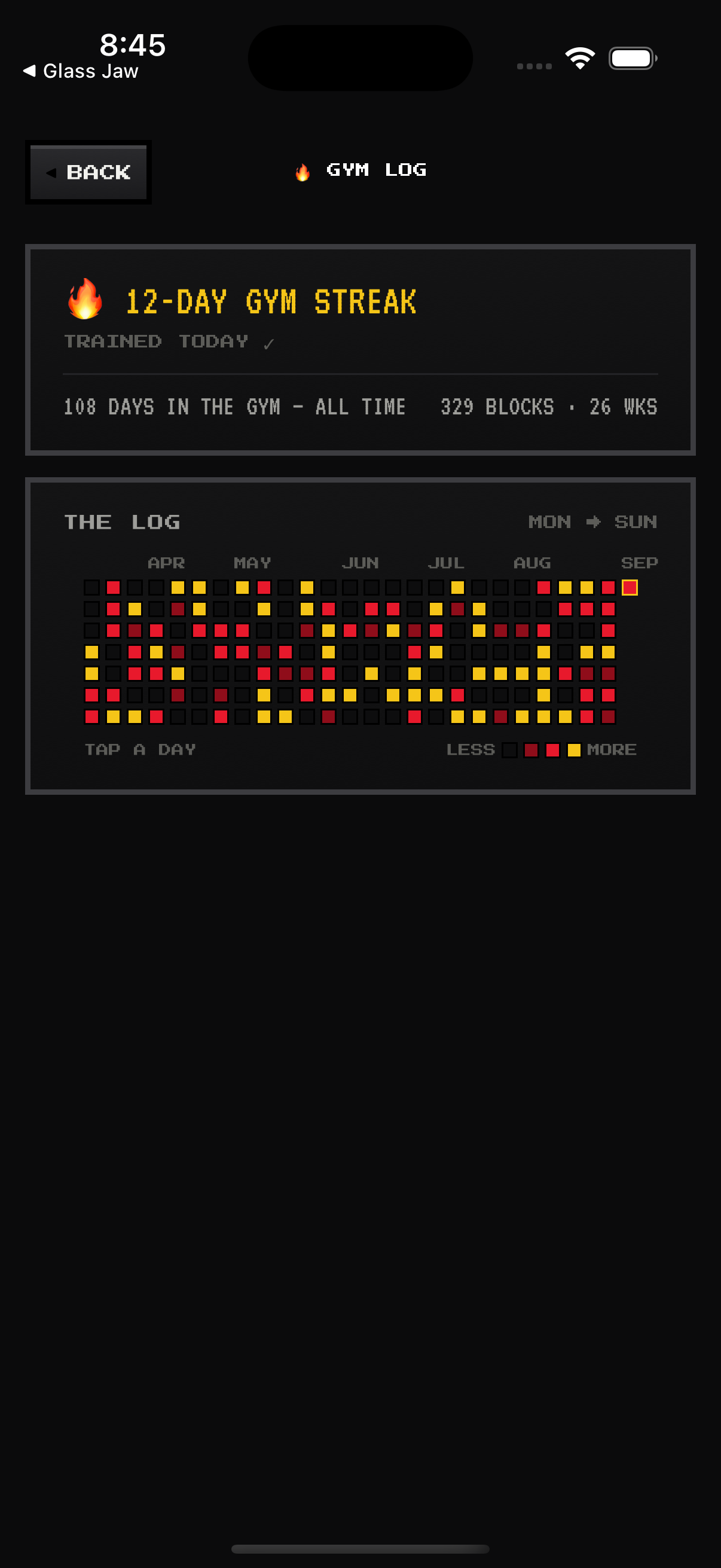 The Gym Log is open — screenshot 1